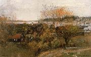Alfred Wahlberg Landscape stamp Vaxholm France oil painting artist